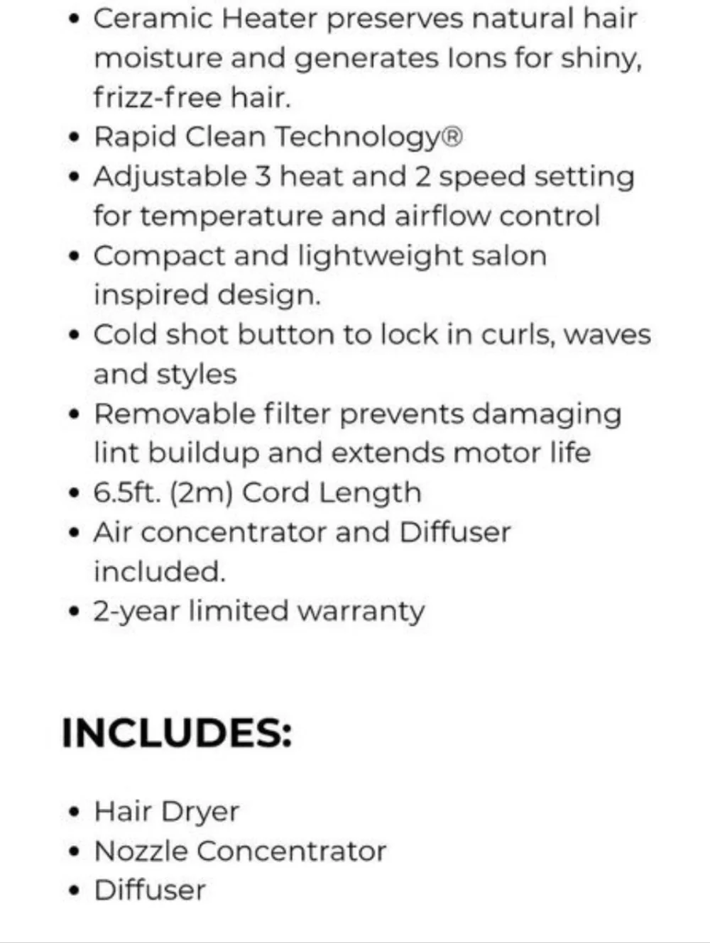 CHI 1875 Series Salon Style Compact‎ Hair Dryer- Black
